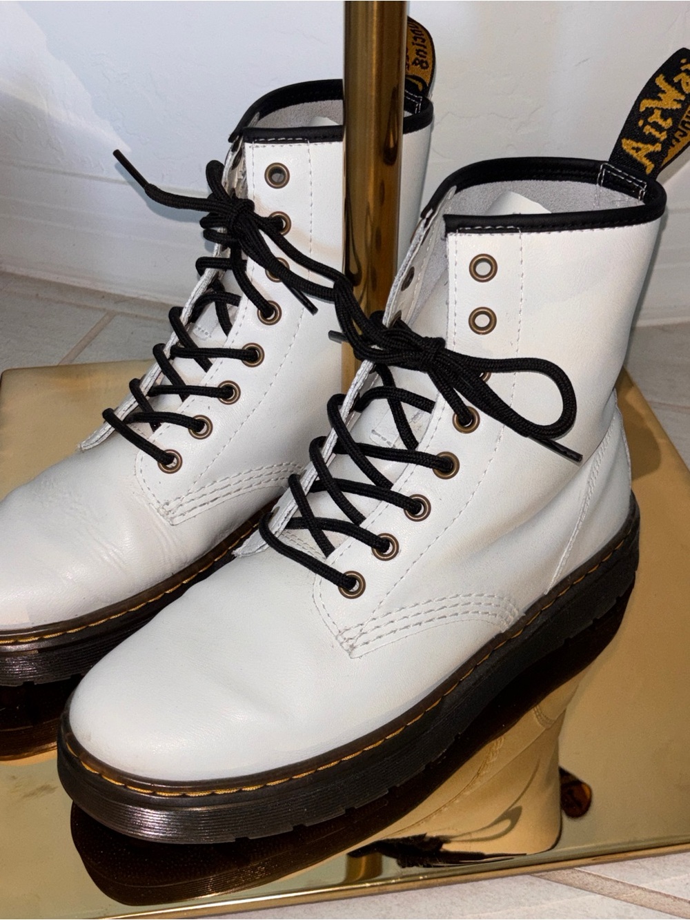 Dr. Martens White Leather Zavala Boots
